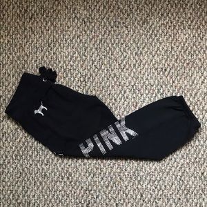 PINK Rhinestone Studded Capri Sweatpants